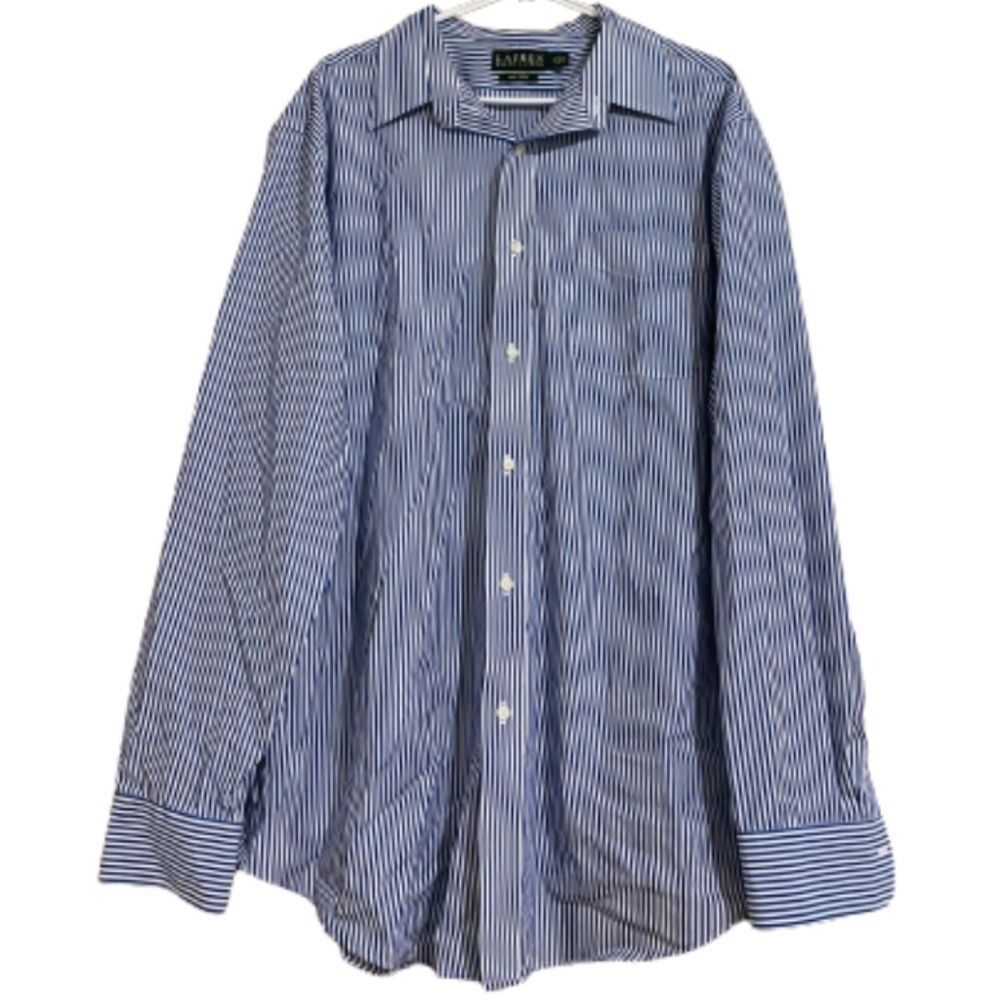Lauren Ralph Lauren Men’s Blue & White Button Down Collared Long Sleeve Shirt